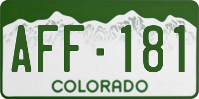CO license plate AFF181