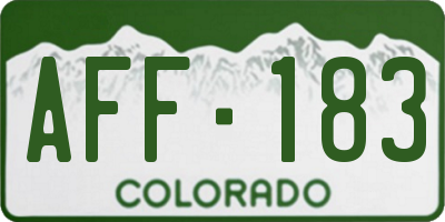 CO license plate AFF183