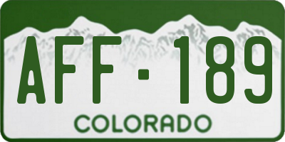 CO license plate AFF189