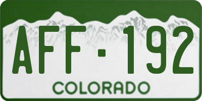 CO license plate AFF192