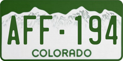 CO license plate AFF194