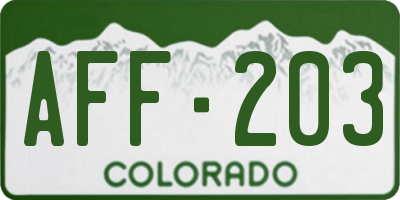 CO license plate AFF203
