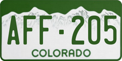 CO license plate AFF205