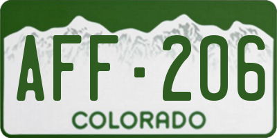 CO license plate AFF206