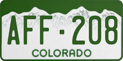 CO license plate AFF208