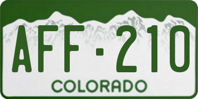 CO license plate AFF210