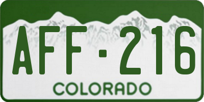 CO license plate AFF216