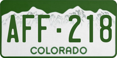 CO license plate AFF218