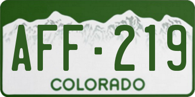 CO license plate AFF219
