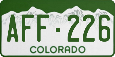 CO license plate AFF226