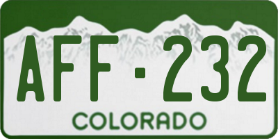 CO license plate AFF232