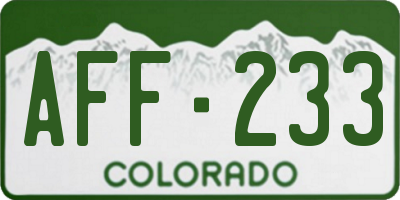 CO license plate AFF233