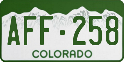 CO license plate AFF258