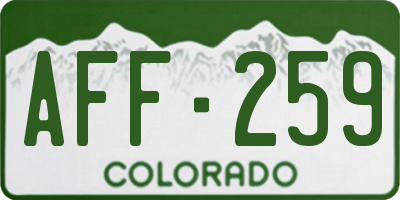 CO license plate AFF259