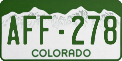 CO license plate AFF278