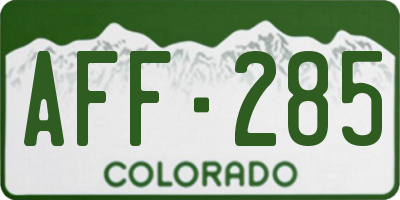 CO license plate AFF285