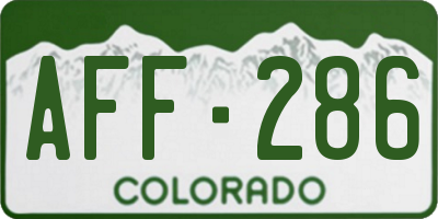CO license plate AFF286