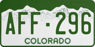 CO license plate AFF296