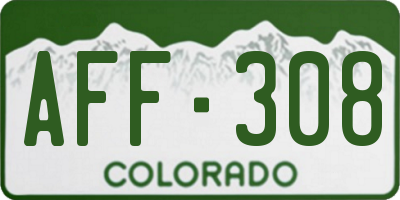 CO license plate AFF308