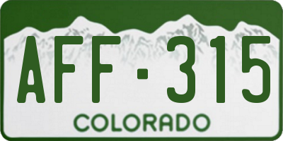 CO license plate AFF315