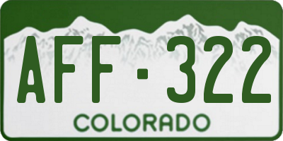 CO license plate AFF322