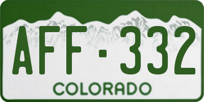 CO license plate AFF332