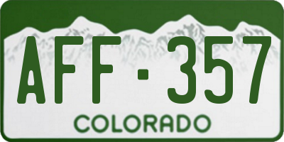 CO license plate AFF357