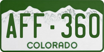 CO license plate AFF360