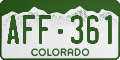 CO license plate AFF361