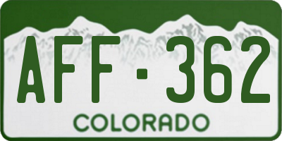 CO license plate AFF362