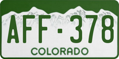 CO license plate AFF378