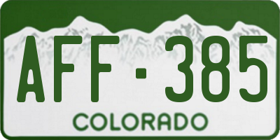 CO license plate AFF385