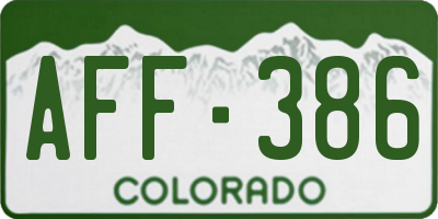 CO license plate AFF386