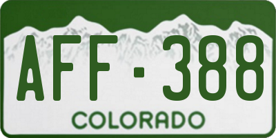 CO license plate AFF388