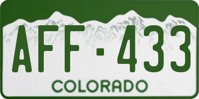 CO license plate AFF433