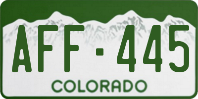 CO license plate AFF445