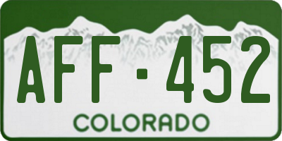 CO license plate AFF452