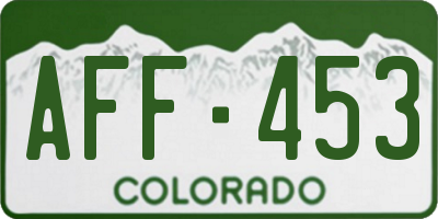 CO license plate AFF453