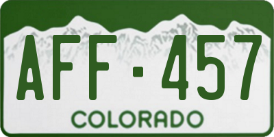 CO license plate AFF457