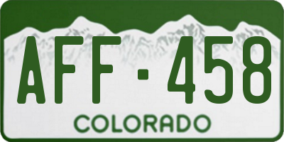 CO license plate AFF458