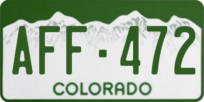 CO license plate AFF472