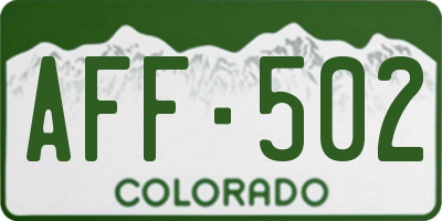 CO license plate AFF502