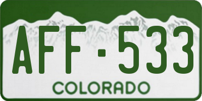 CO license plate AFF533