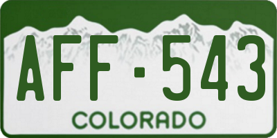 CO license plate AFF543
