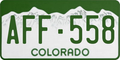 CO license plate AFF558