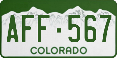 CO license plate AFF567