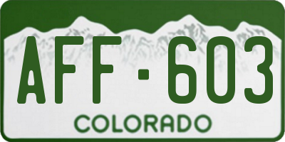CO license plate AFF603