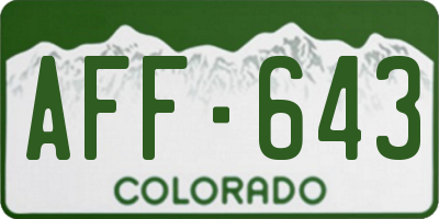 CO license plate AFF643