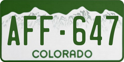 CO license plate AFF647