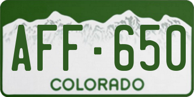 CO license plate AFF650